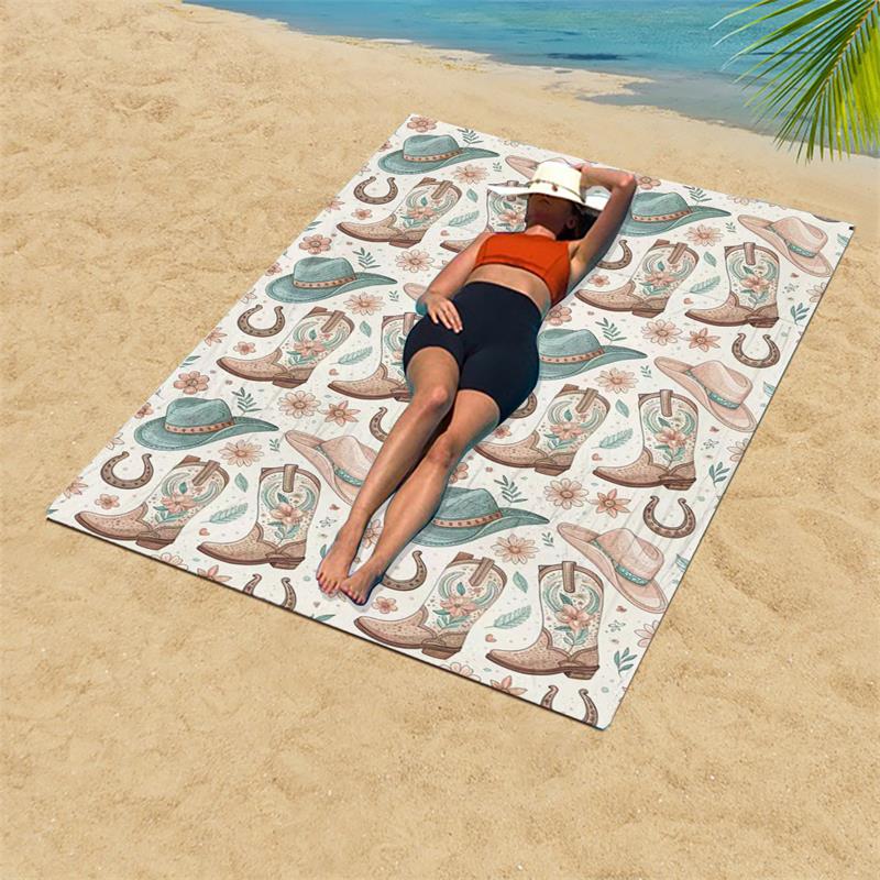 1PC Western Cowboy Beach Towel 31x51 Inch (Approx 78.7x129.5 Cm) Country Style Sand-Free Ultrafine Fiber Bath Towel Super Soft Q