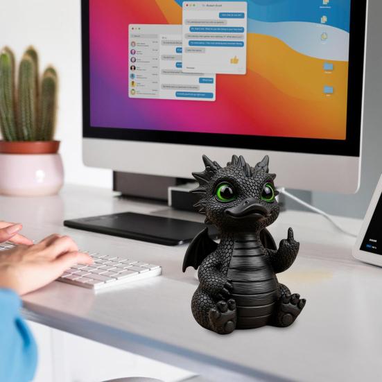 Dragon Duck Figurine Middle Finger Dragon Statue Desk Buddy Sassy Flip-off Duck Dragon Prank Gift