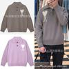 Unisex Cotton Blend Knit Sweater With Heart Jacquard Loose Fit Long Sleeve