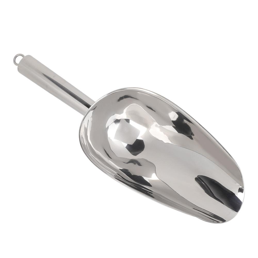 Durable Stainless Steel Ice Scoop Straight Handle Multifunctional Food Scoop Silver Utility Scooper Freezer