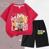 Children's LBB Fashion Casual Short-sleeved Shirt and Shorts Two-piece Set, Summer Loose Sportswear for Boys and Girls