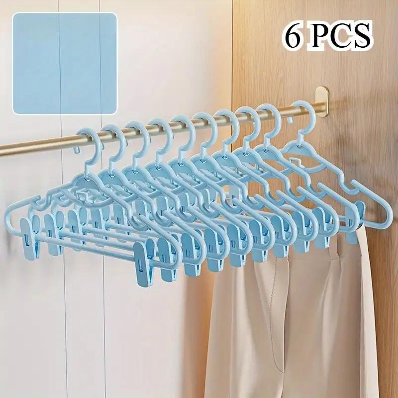 

6pcs Clothes Hangers with Clips | Heavy Duty Plastic Closet Organizer Hooks for Laundry and Dorm Wardrobe | Durable Space-Saving 6pcs