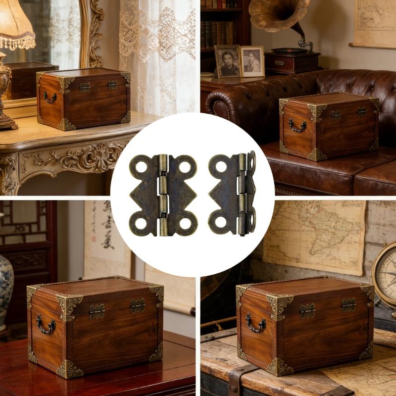 Antique Butterfly Shape Hinges Replacement Jewelry Box Small Hinges with Screws for Crafts Making Easy To Install