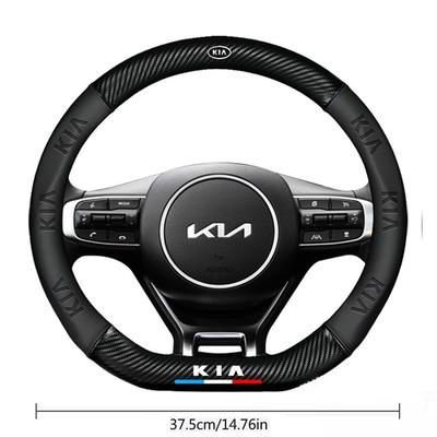 Carbon Fiber Nappa Leather Car Steering Wheel Cover Accessories For K5 Sportage Picanto Xceed Rio Cerato Soul Carens Seltos