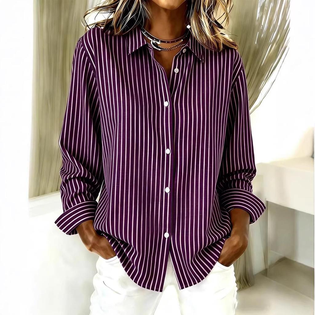 2026 Women's Elegant Plaid Long-Sleeve Shirt - Summer Trend