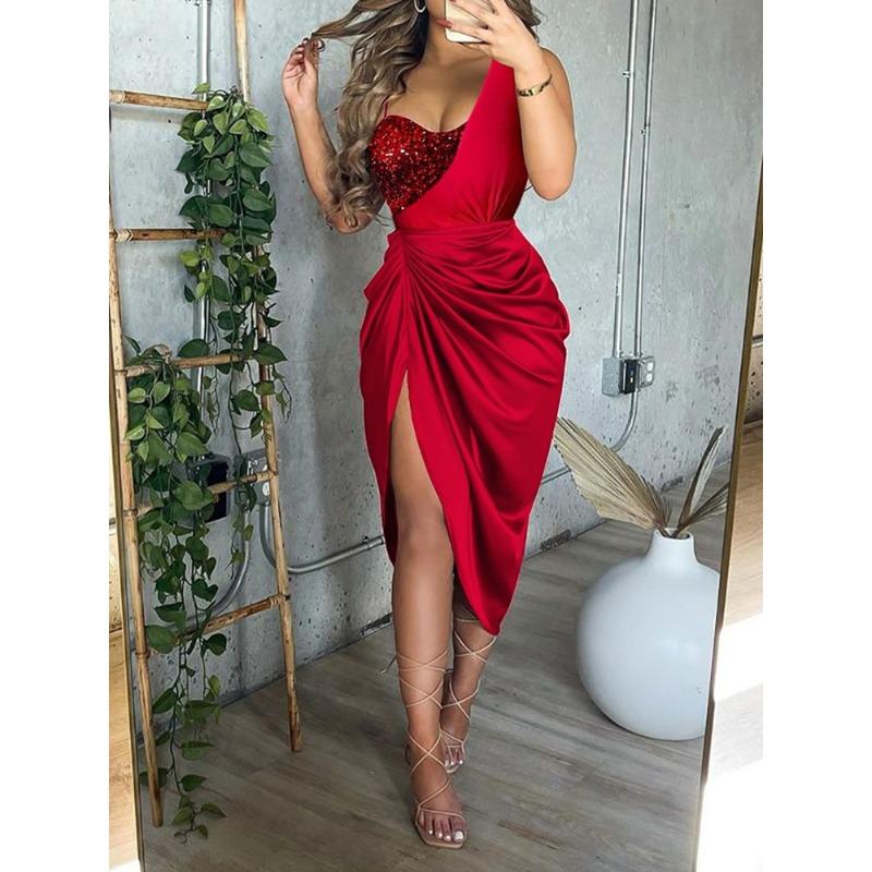 QICED Fashion Summer Spring Solid Color Print Sleeveless Casual Dresses