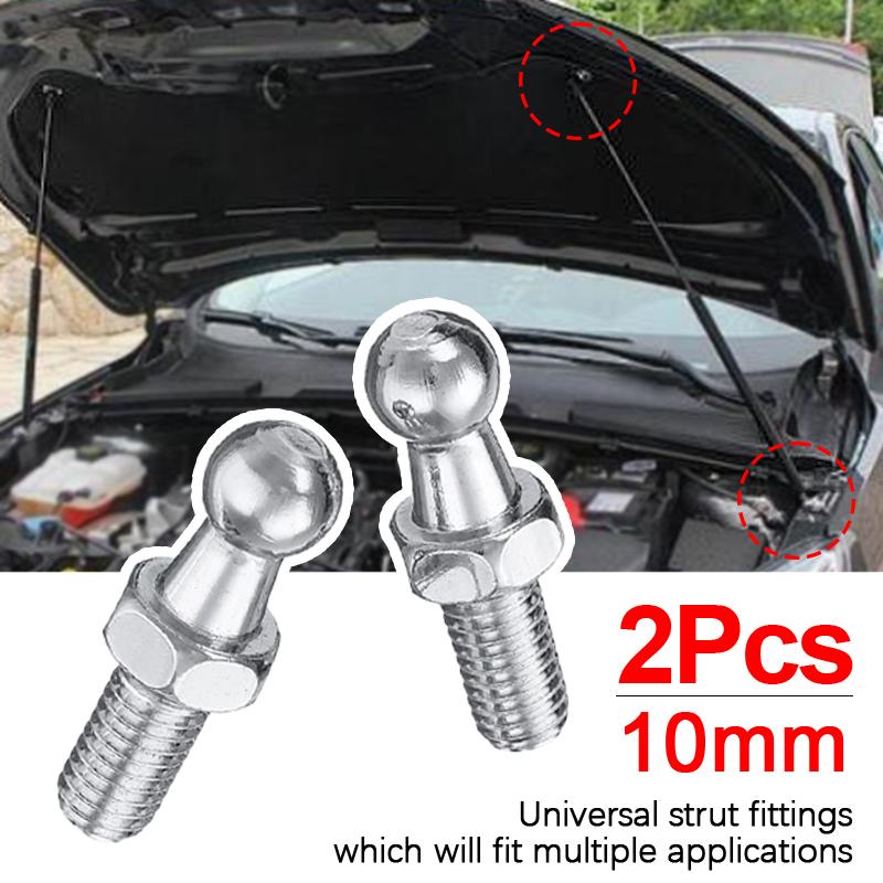 2pcs Universal Silver Boot Bonnet Gas Strut End Fitting 10mm Support Rod Ball Head Bracket Ball Pin Joint Valve Spring Nuts Bolt