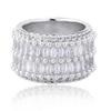 Double Row Bar Zircon Ring Hip Hop Style Unisex Finger Band Gold