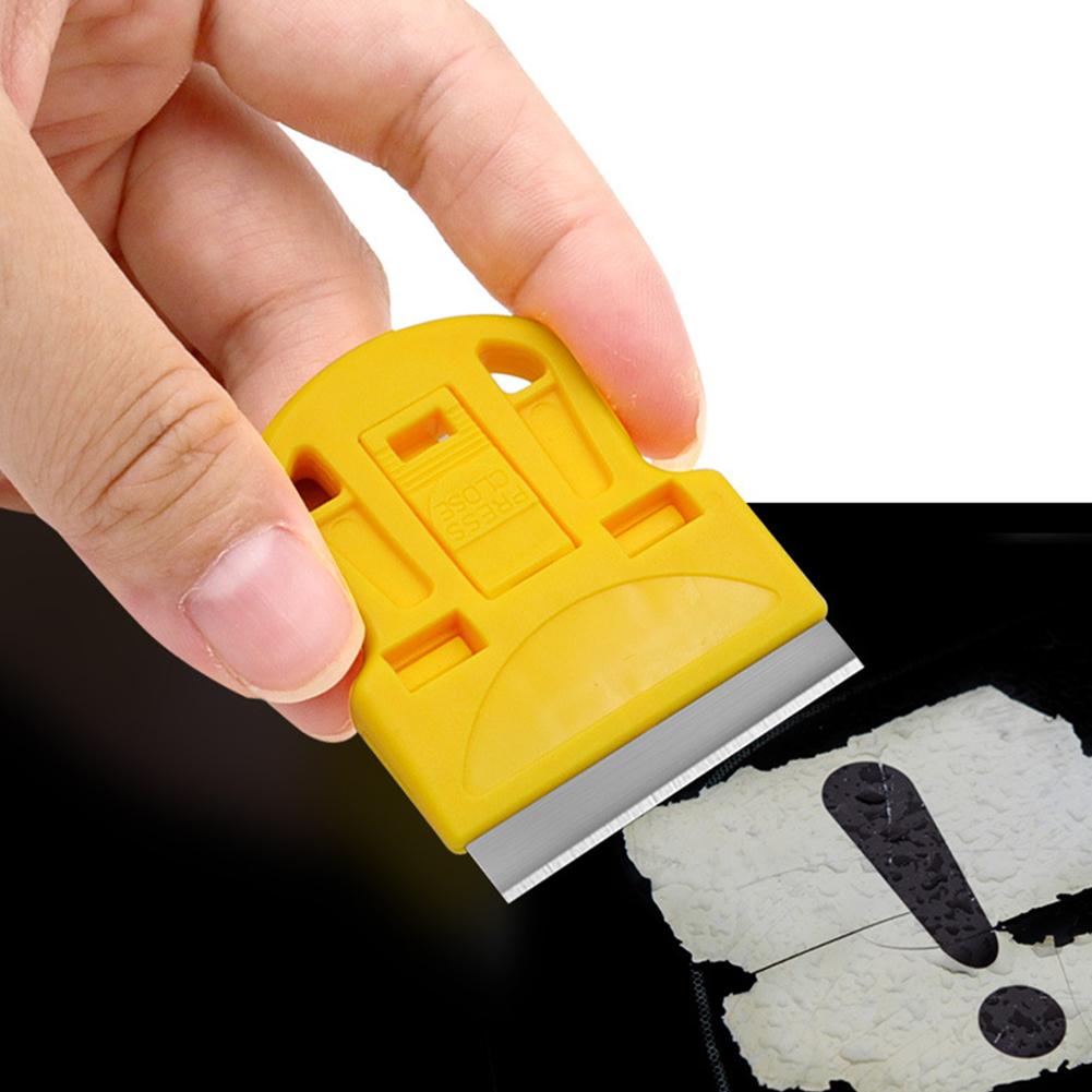 1/3pcs Compact Mini Razor Blade Scraper with Ergonomic Plastic Handle and Retractable Metal Blade - Ideal for Paint and Sticker Removal