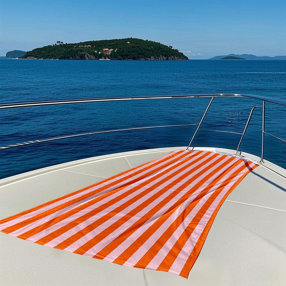Bold Orange & Pink Stripes Quick Drying Bath Towel Microfiber Beach Towel Light Weight Swimming Camping Yoga Beach Out