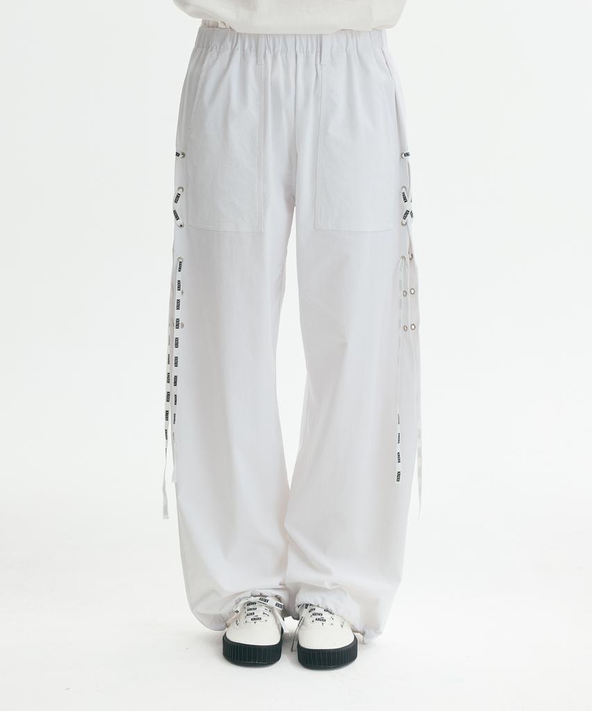 Keuleogsi Side Lace-Up Wide Pants Cloud White