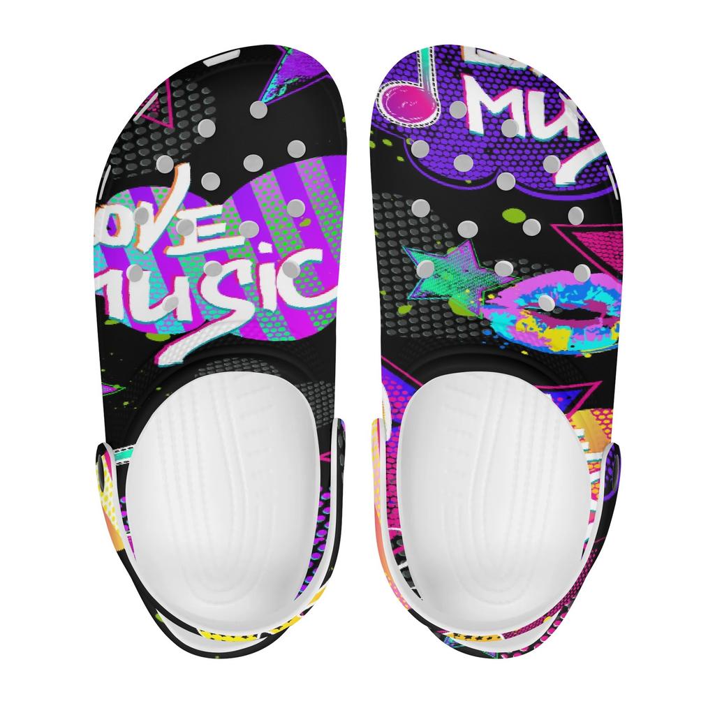 Color Print EVA Beach Clogs Unisex Lightweight Breathable Slip On Garden Shoes Bathroom Pool Home Summer Wear Beach Pool Wear
