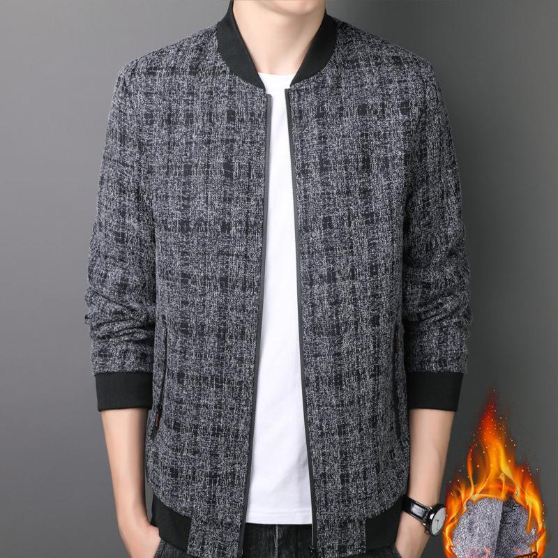 Men's Woolen Jacket Spring and Autumn Trend Casual Dad's Outfit  Plush Slim Fitting Baseball Collar Jacket  Men's Clothing