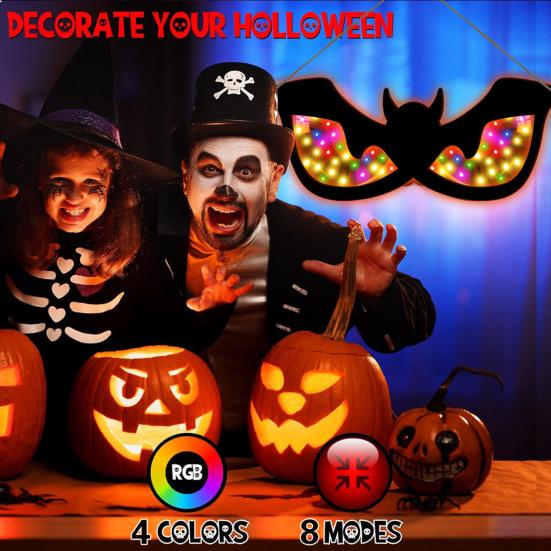 Halloween LED Eye Light Decoration Large Wooden Glowing Flashing Eye Light with 8 Color Modes for Bushes Trees Windows Yard Halloween Decor