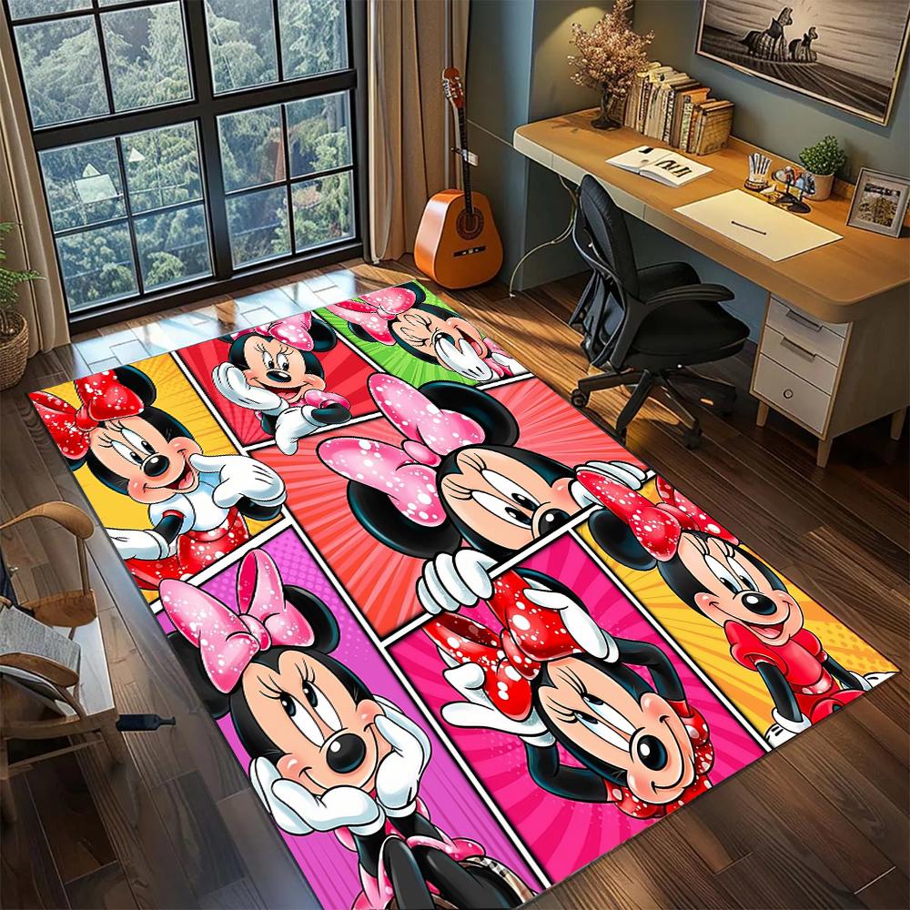 Cute Mickey Minnie Mouse Polka Dot Rug Carpet Large Area Rug Non Slip Washable Floor Mat Gamer Room Bedroom Home Decor