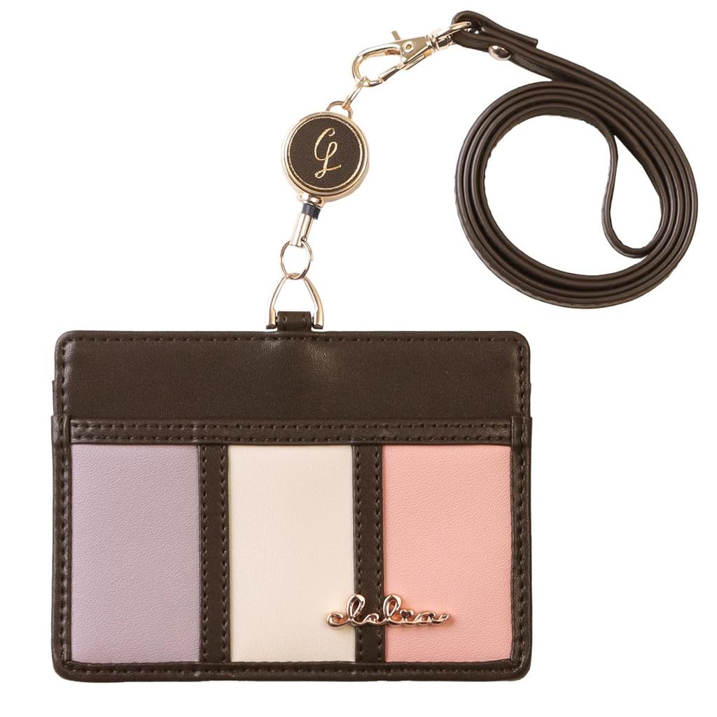 Pass Case Pass Case Pass Case Ladies with Reel Neck Strap Employee ID Case ID Card Holder Bellezza Series [Cleria] & [CL-11130] (Amethyst)