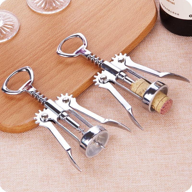 1PC Portable Stainless Steel Red Wine Opener Wing Type Metal Corkscrew Bottle Openers Corkscrews Wine Cork Remover