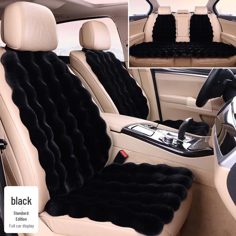 Plush Faux Rabbit Fur Car Seat Cushion: Luxurious Lumbar Support for Autumn and Winter Comfort