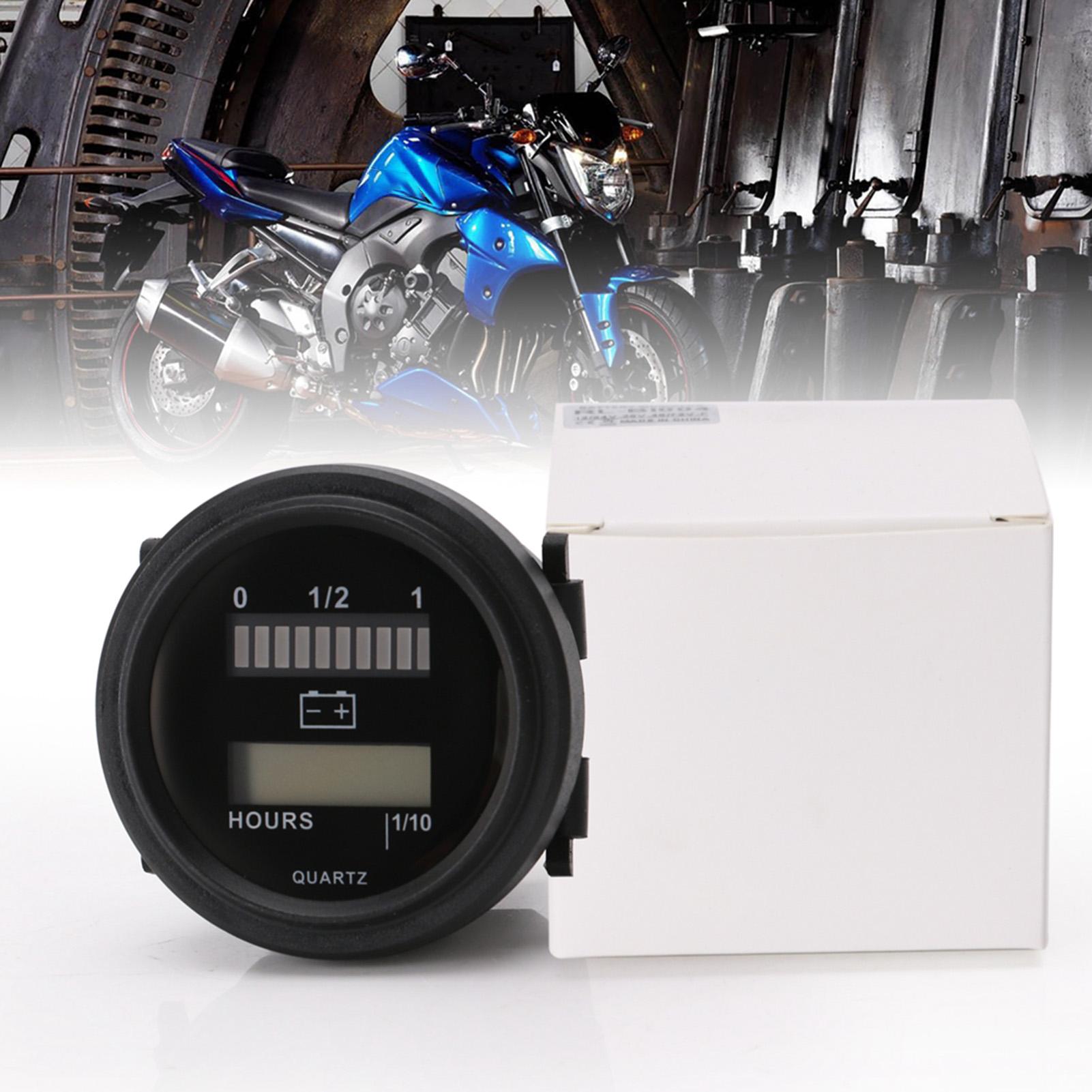 

LCD Digital Hour Meter Battery Gauge with Delay Display, Shutdown Memory, Open Circuit Reset for 12V, 24V, 36V, 48V and 72V Acid Battery.