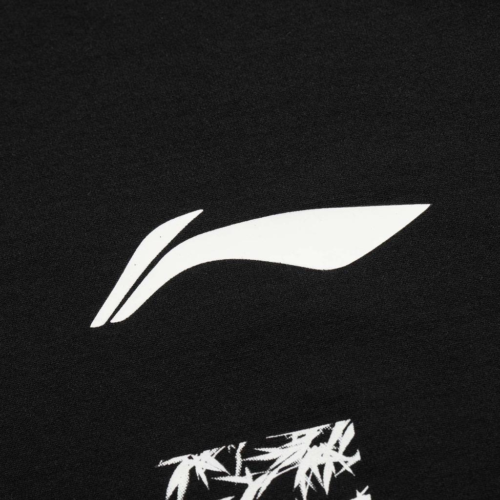Li Ning Badminton Series Printed Logo Round Neck Comfortable Versatile Breathable Short Sleeve T-Shirt Men Tops Black AHSU893-1