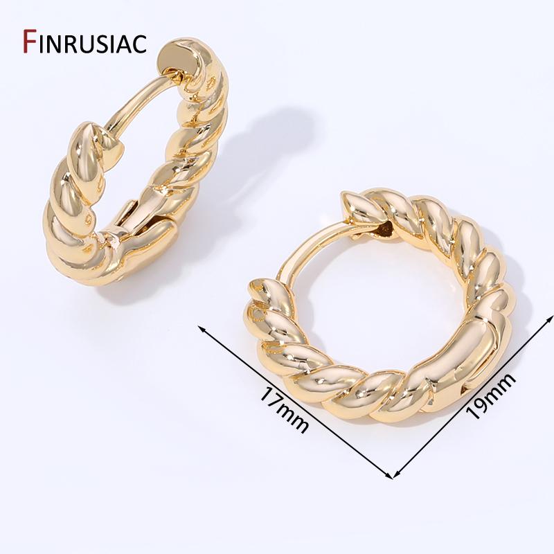 14K Gold Plated Brass Round Hoop Earring For Women Girls Fashion Circle Ring Earrings  Wedding Party Gifts
