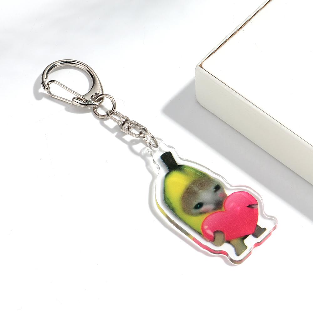 

Funny 2D Cat Memes Series Acrylic Keychain Women Student Gift Creative Bag Charms Pendant Key Ring Cute Accessories for Friends