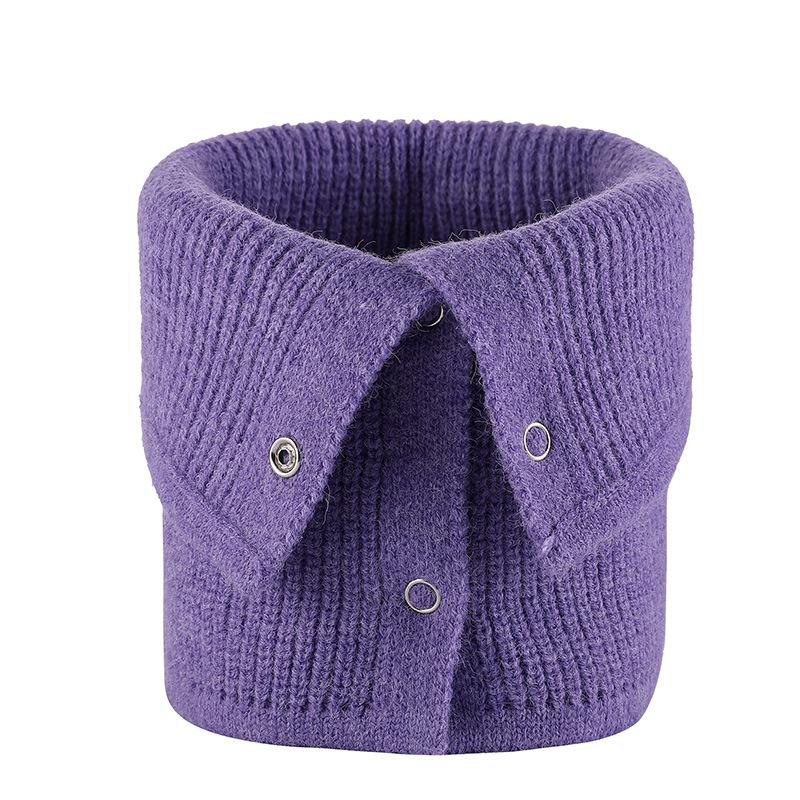 

Осень и зима новый однотонный шерстяной шарф на пуговицах теплый эластичный полосатый манжет шарф пуговица повседневная защита шеи