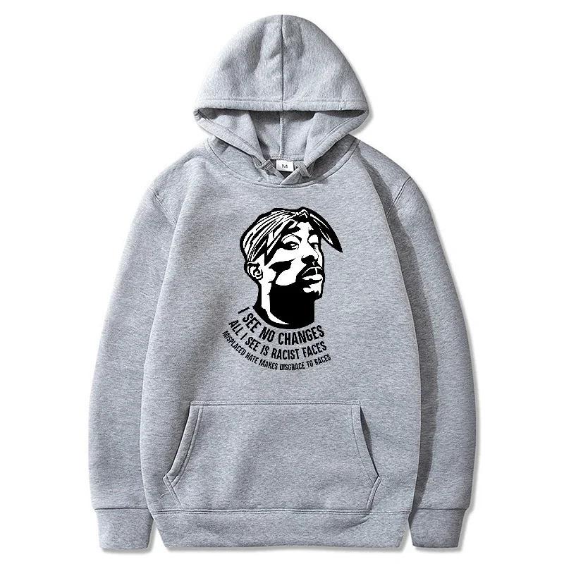 The European and American Trendy Rapper 2PAC's Fleece Hooded Sweatshirt Is A Fashionable European and American Hooded Sweatshirt