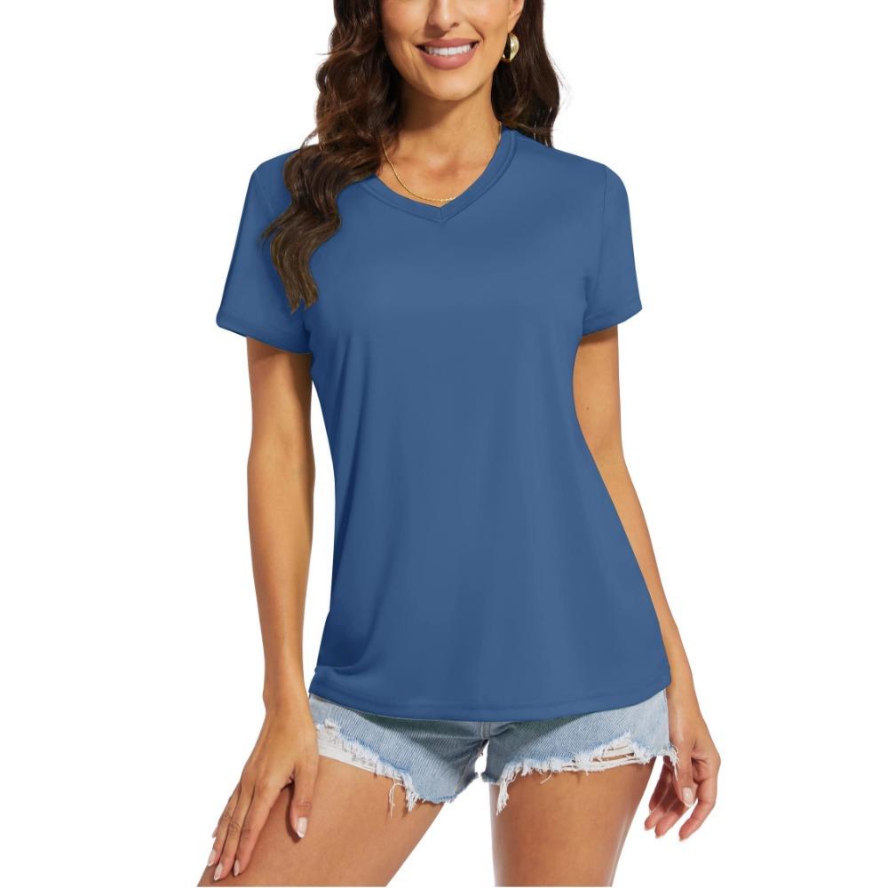 TACVASEN UPF 50+ Summer Short Sleeve V-Neck T-shirts Womens Sun Protection T-shirts Quick Dry Hiking Running Tee Shirts Tops