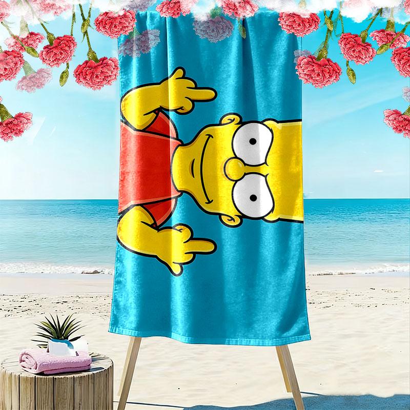 Bart Simpson Print Beach Towel, Large Soft Quick Dry Towel for Beach Camping Swimming