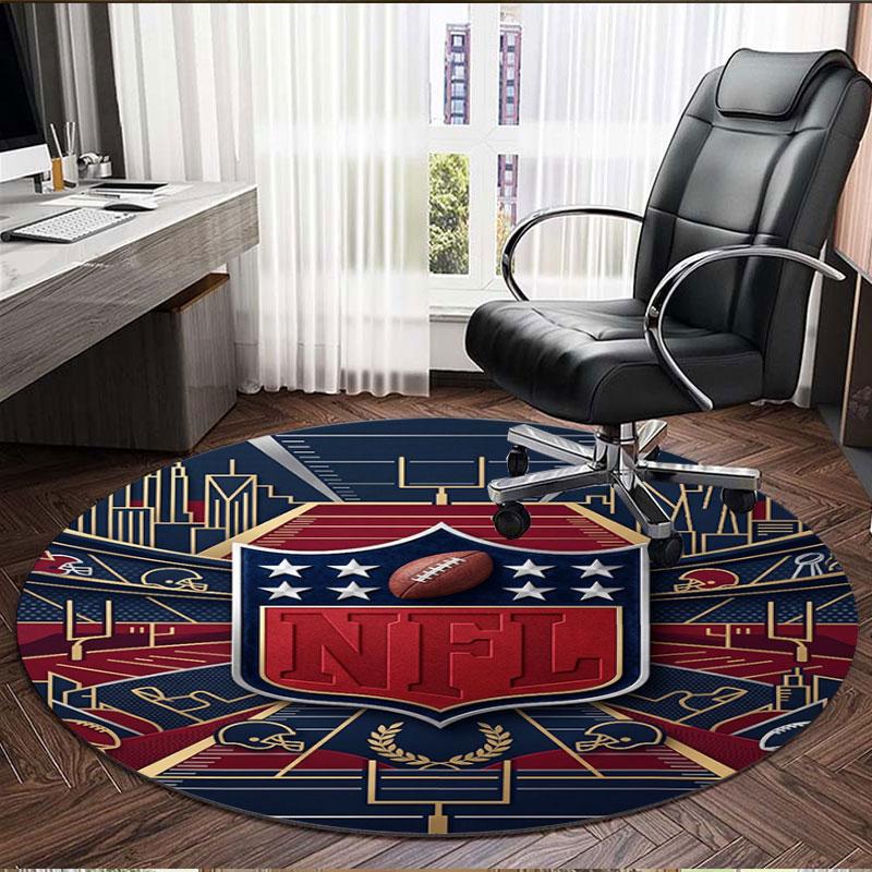 NFL Print Runder Teppich, Waschbarer Bodenläufer, Für Eingangsbereich Studentenwohnheim Waschküche Büro Arbeitszimmer, Heimdekoration Geburtstags-Weihnachtsgeschenk