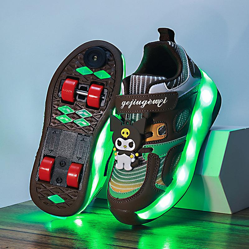 Cartoon Children'S Runaway Shoes Invisible Four-Wheel Retractable With Brakes Girls Automatic Skating Wheel Princess Pulley Shoes