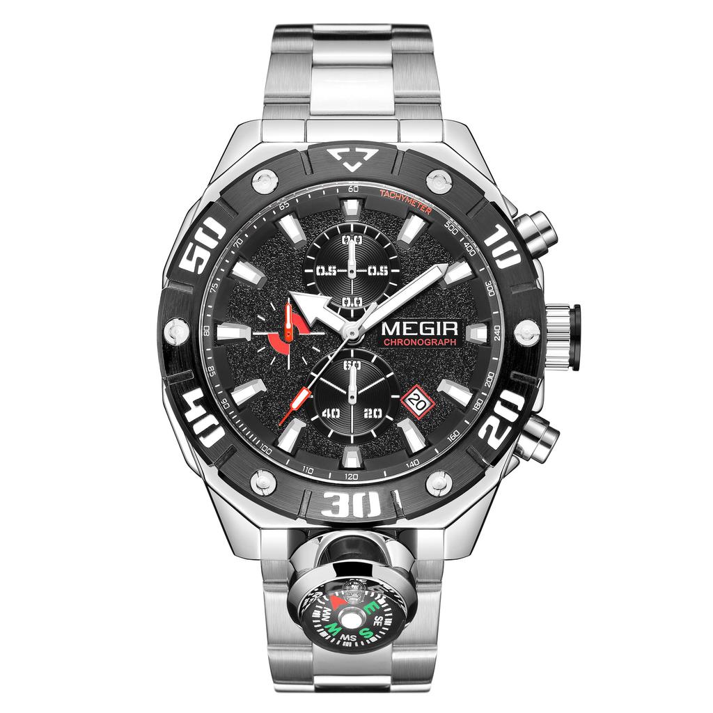Neue wasserdichte Herren-Multifunktions-Chronograph-Kompass-Outdoor-Sportuhr
