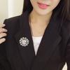 uisite Imitation Pearl Rhinestone Flower Brooches For Women Elegant Circle Wreath Leaf Lapel Pins Wedding Decoration Zircon