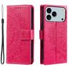 For iPhone 17 Pro Max Stand Case Imprinted Totem PU Leather Wallet Phone Cover with Wrist Strap