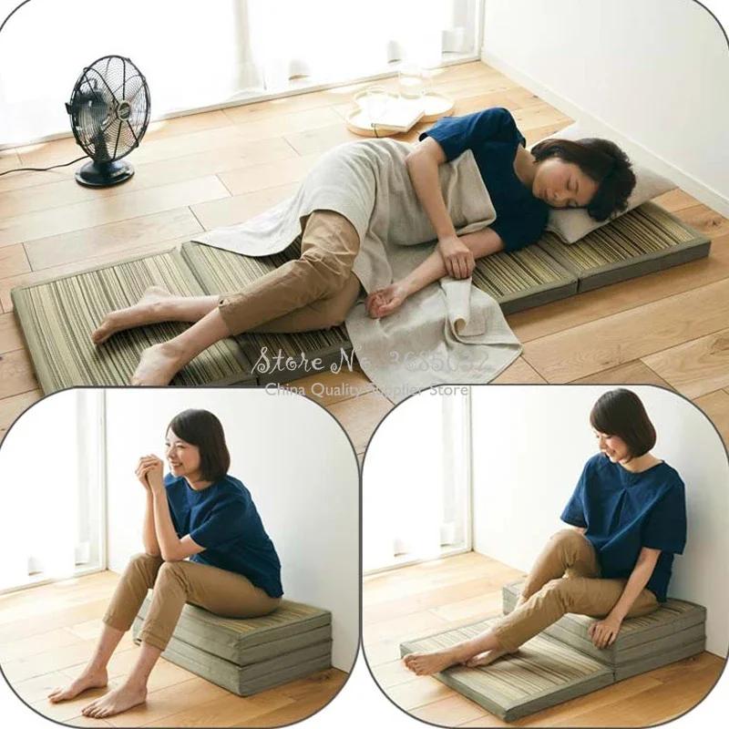 Japanese Style Comfortable Foldable Straw Mat Fabric Tatami Mattress Rectangle Floor Mat for Sleeping