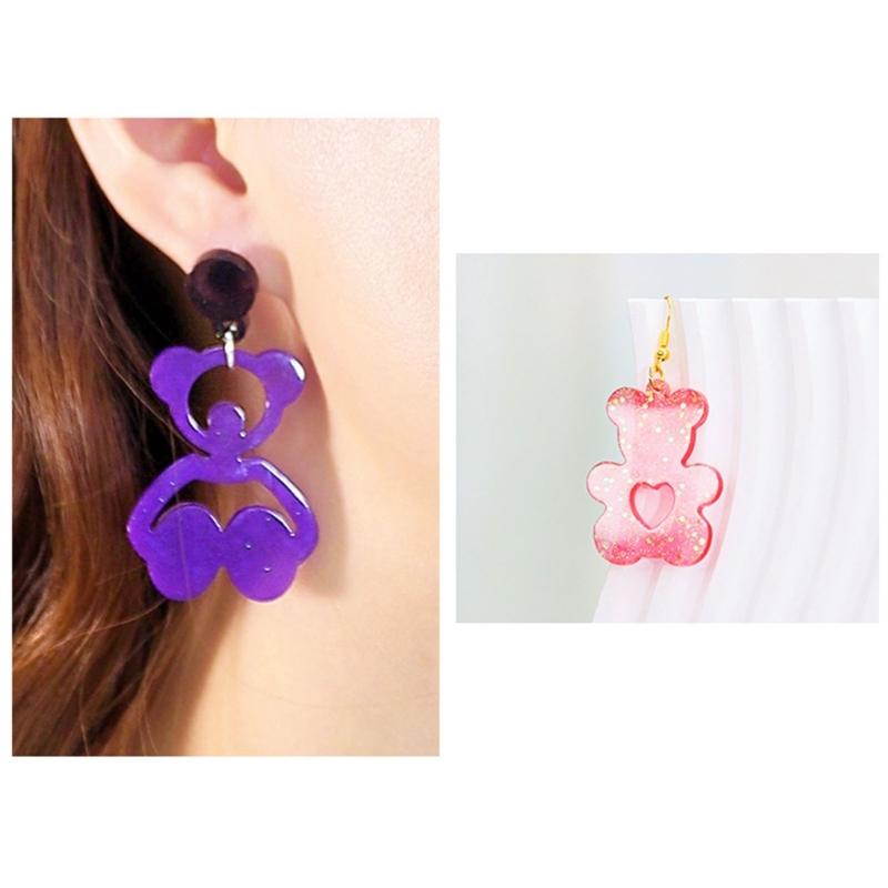 Cute Bear Pendant Earring Silicone Mold for Jewelry Making Animal Earring Pendant Resin Mold  Crafts Handmade Tool