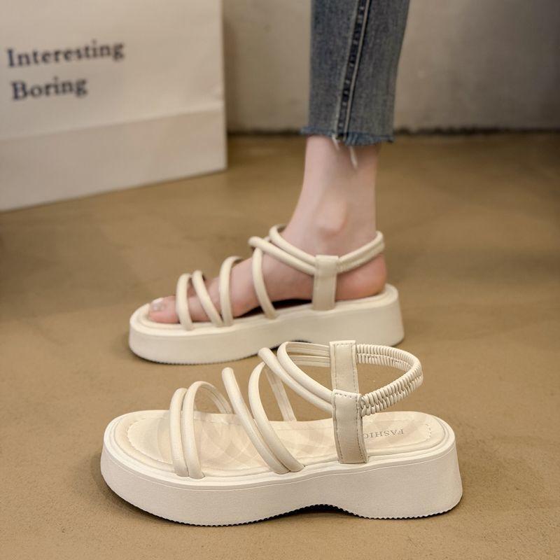 Fairy Roman sandals female 2025 summer new student fairy soft sole one word thick sole with skirt sandals