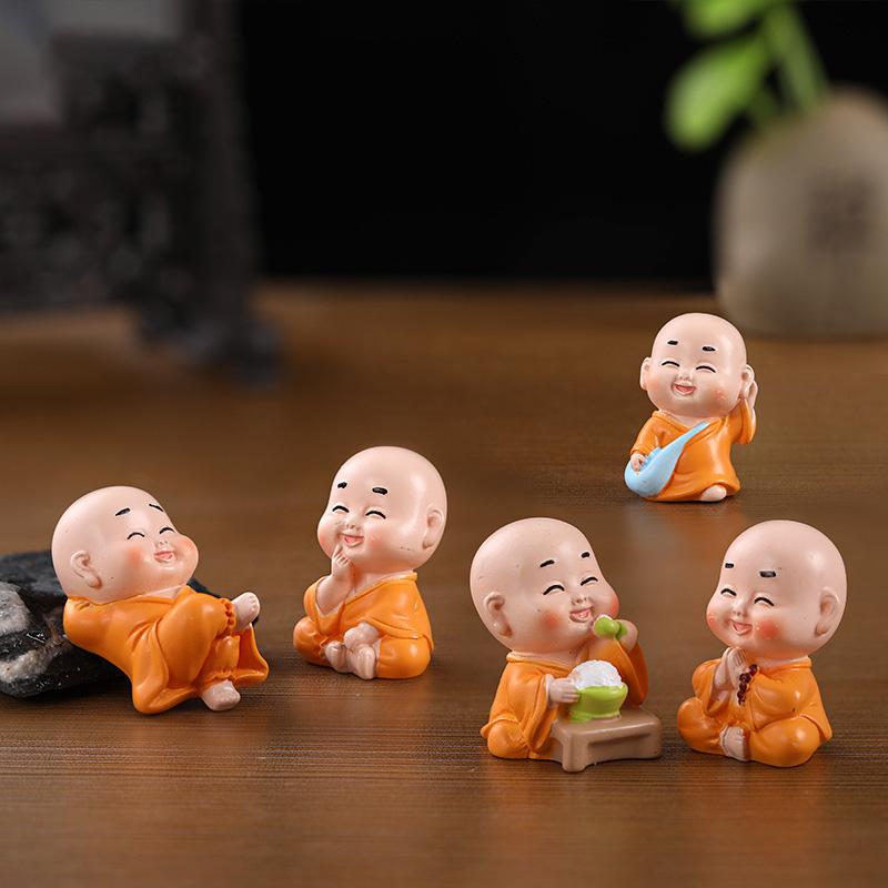 7Pcs Creative Naughty Four Non Zen Little Monk Decorative Accessories Little Shami Car Desktop Tea Table Ornament
