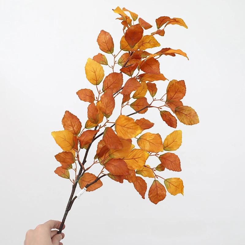 

Artificial Green Plants Silk Beech Leaves Floral Wedding Decoration 98cm Long Branch Simulation Plant Leaf Office Decorative темно-желтого
