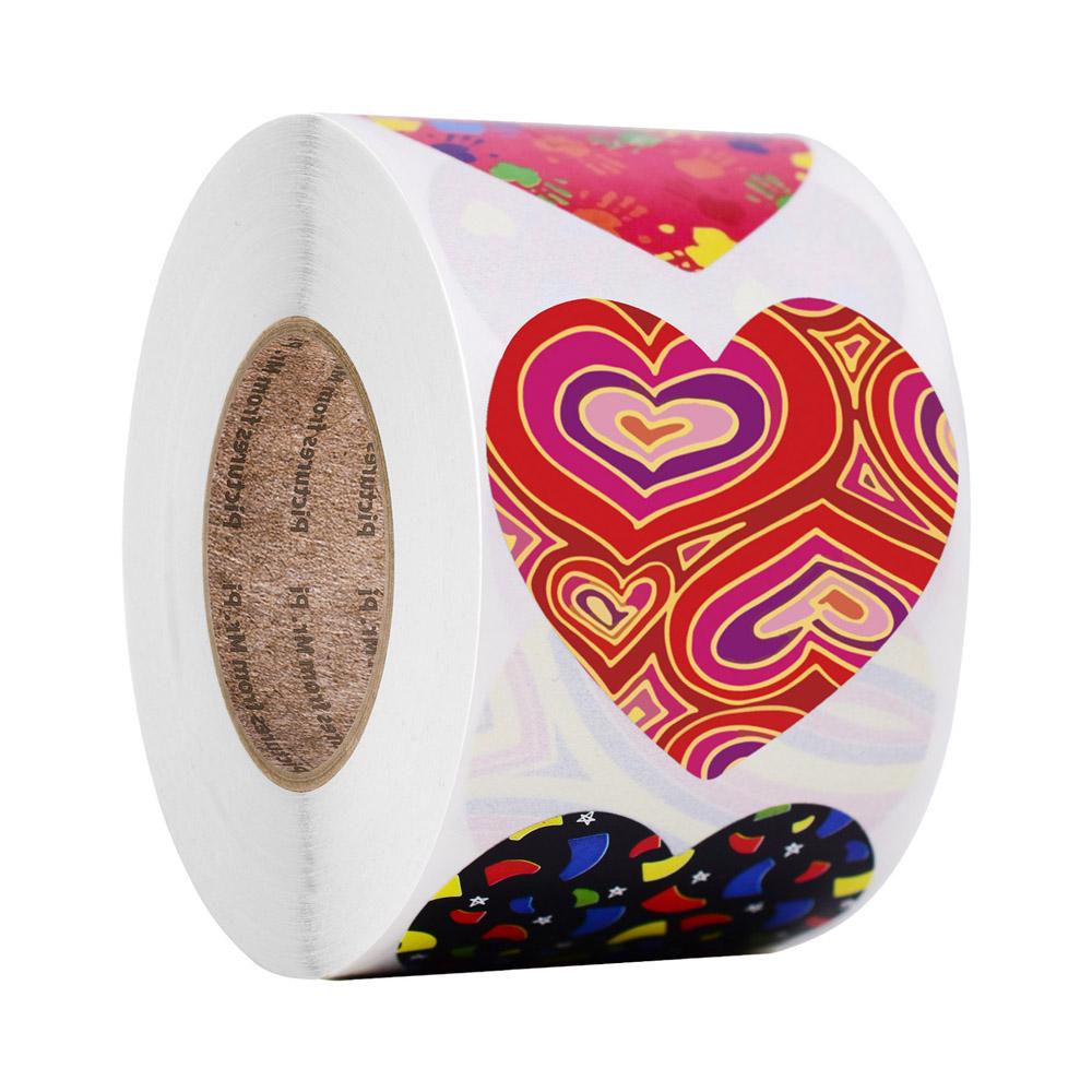 50-500pcs Red Heart Shape Labels Valentine's Day Paper Packaging Sticker Candy Dragee Bag Gift Box Packing Bag Wedding