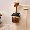PU Leather Hanger Pearl Milk Tea Cup Pendant Cartoon Bag Pendant Pu Keychain  Car Accessory