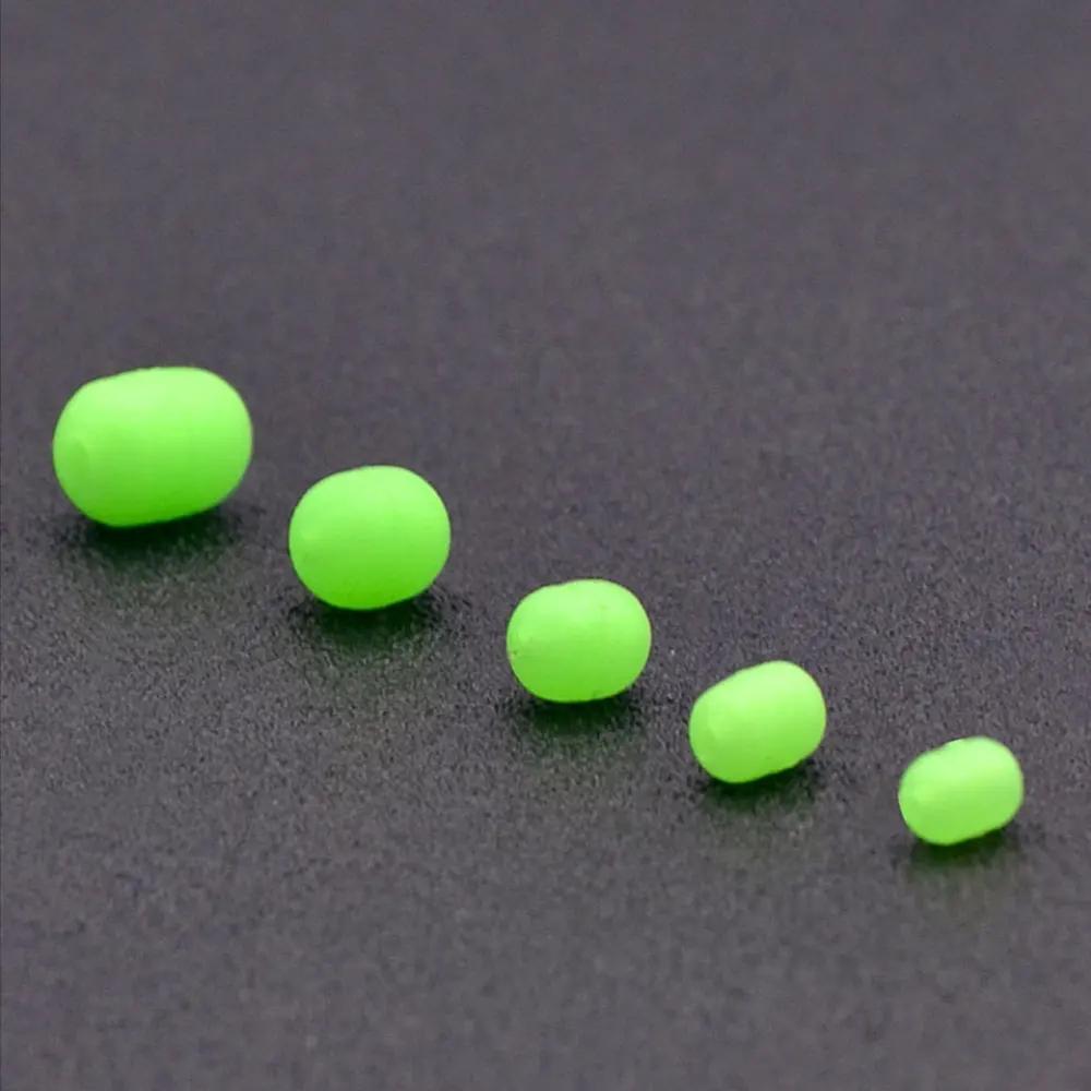 100pcs Green Saltwater Fishing Cylindrical Soft Rubber Luminous Beads Glowing Stopper Fishing Hook Lure Accessories
