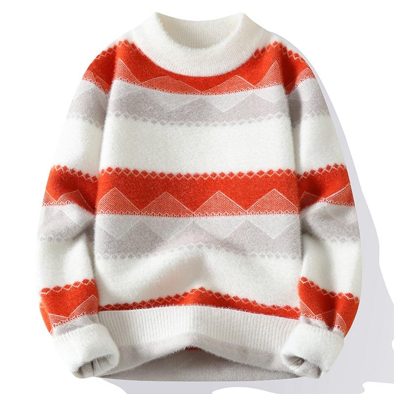 Men S Half High Neck Thick Pullover Sweater For Autumn Winter