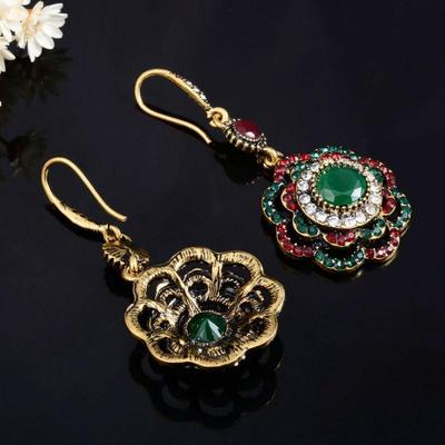 Drop Earrings Ethnic Long Clip Crystal Vintage Party Cuff Wedding Bohemian Earrings For Women