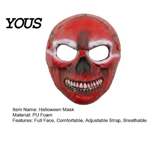 Breathable Foam Scary Mask Halloween Blood Skull Mask, Adjustable Elastic Strap Party Lightweight Comfortable Horror PU for Cosplay Decoration
