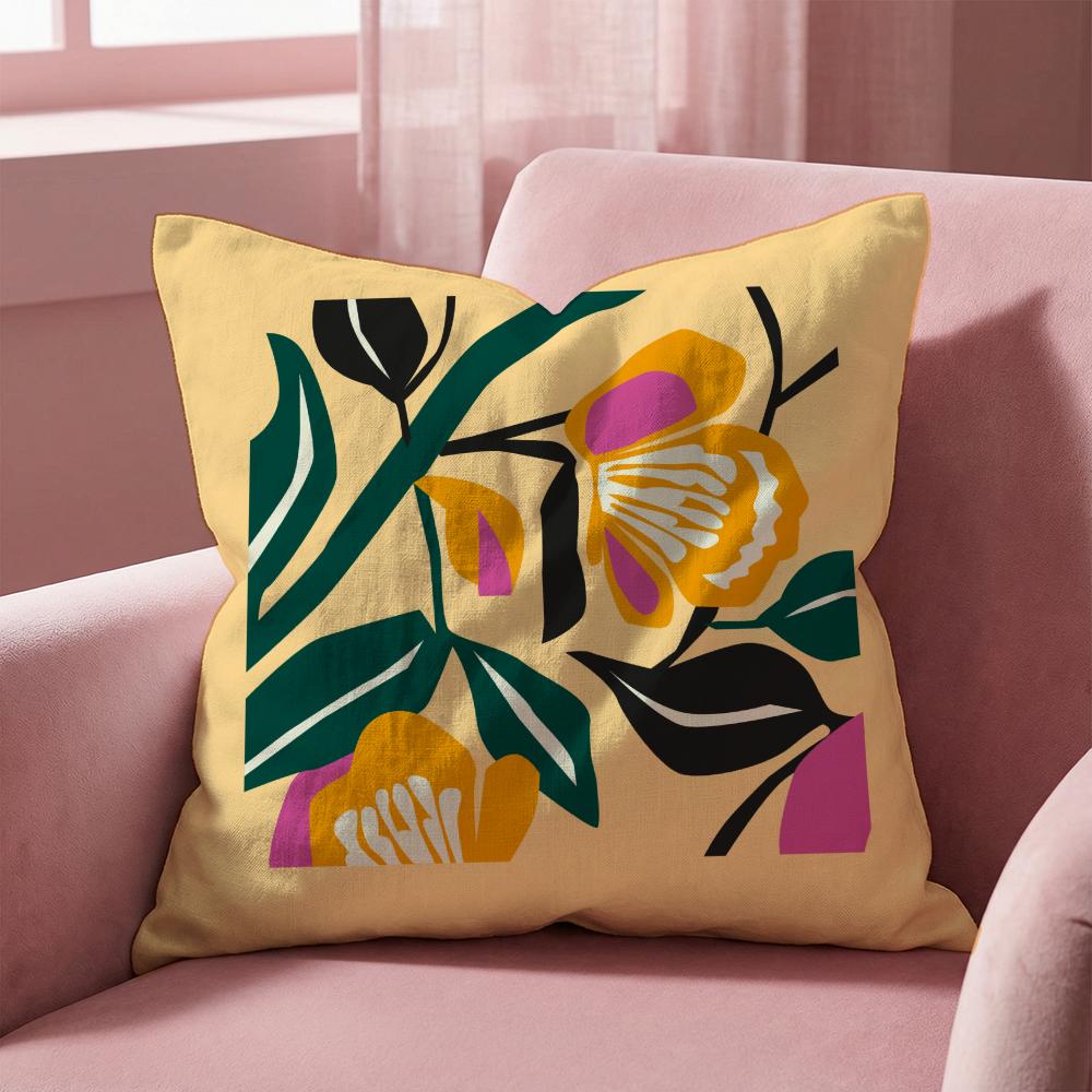 Plants and Flowers Cushion Cover Multi-Scene Pillow Cover for Home & Car - Reversible, Soft & Durable for Daily Use