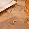 Stainless Steel Wave Cuff Bangle Bracelet for Women, Minimalist Wrist Cuff Bracelets Tarnish Free