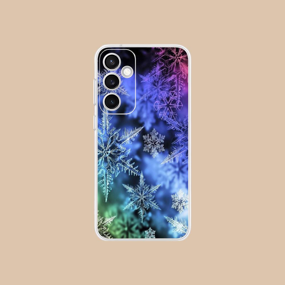 Winter Snowflake Mobile Cell Phone Case for Samsung Galaxy S25 S24 S23 S22 S21Plus FE Ultra Clear Colorful Cover Pretty Cover