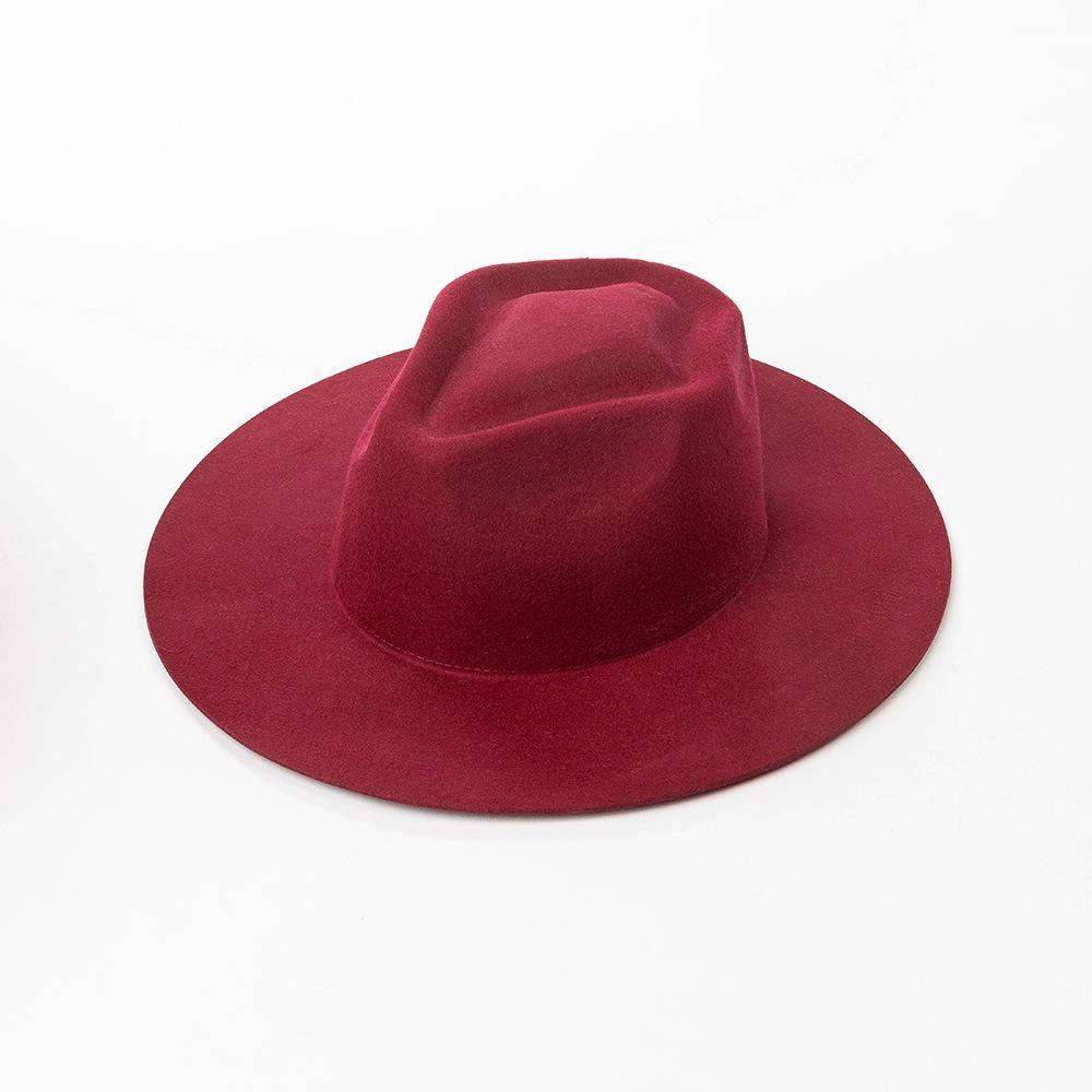100% Wool Western Fedora Hat Women Men Autumn Winter Casual Felt Cowgirl Hat Outdoor Sunshade Warm Concave Shape Fedoras Top Hat
